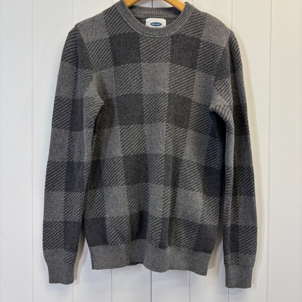 Old Navy Preppy Buffalo Plaid Crew Neck Sweater Mens Medium Minimalist Classic